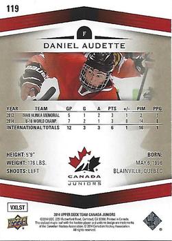 2014 Upper Deck Team Canada Juniors - Gold Sepia #119 Daniel Audette Back