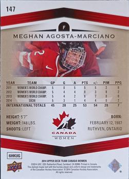 2014 Upper Deck Team Canada Juniors - Gold Sepia #147 Meghan Agosta-Marciano Back