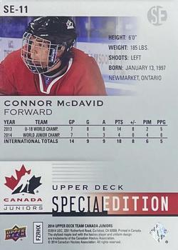 2014 Upper Deck Team Canada Juniors - Special Edition #SE-11 Connor McDavid Back