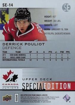 2014 Upper Deck Team Canada Juniors - Special Edition #SE-14 Derrick Pouliot Back
