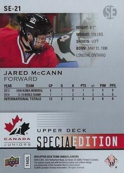 2014 Upper Deck Team Canada Juniors - Special Edition #SE-21 Jared McCann Back