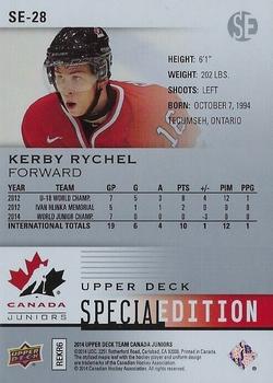 2014 Upper Deck Team Canada Juniors - Special Edition #SE-28 Kerby Rychel Back