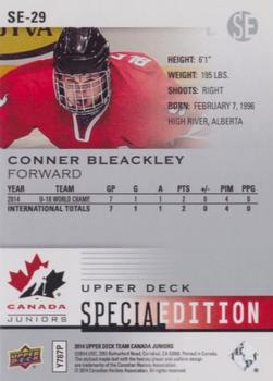 2014 Upper Deck Team Canada Juniors - Special Edition #SE-29 Conner Bleackley Back