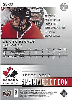 2014 Upper Deck Team Canada Juniors - Special Edition #SE-33 Clark Bishop Back