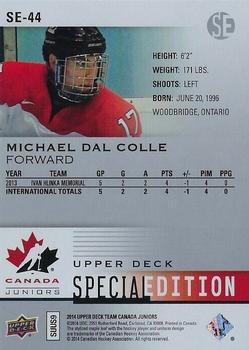 2014 Upper Deck Team Canada Juniors - Special Edition #SE-44 Michael Dal Colle Back
