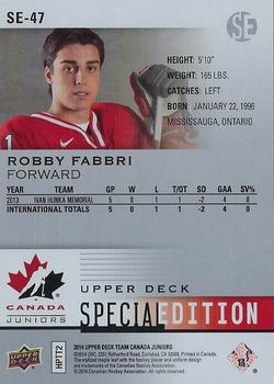 2014 Upper Deck Team Canada Juniors - Special Edition #SE-47 Robby Fabbri Back