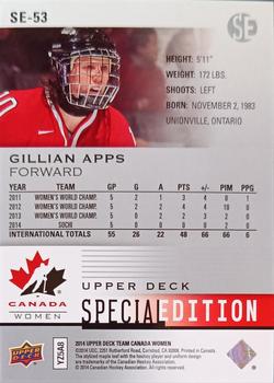 2014 Upper Deck Team Canada Juniors - Special Edition #SE-53 Gillian Apps Back