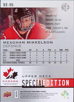 2014 Upper Deck Team Canada Juniors - Special Edition #SE-55 Meaghan Mikkelson Back