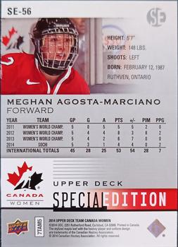 2014 Upper Deck Team Canada Juniors - Special Edition #SE-56 Meghan Agosta-Marciano Back