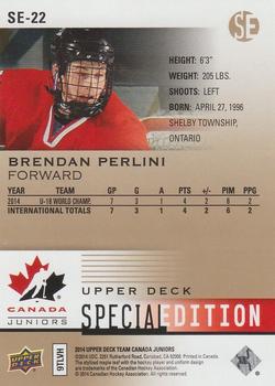 2014 Upper Deck Team Canada Juniors - Special Edition Gold #SE-22 Brendan Perlini Back