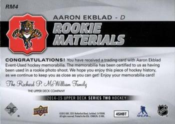 2014-15 Upper Deck - Rookie Materials #RM4 Aaron Ekblad Back