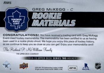 2014-15 Upper Deck Materials Greg McKegg #RM5 Rookie 