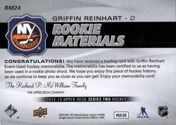 2014-15 Upper Deck - Rookie Materials #RM24 Griffin Reinhart Back