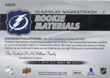 2014-15 Upper Deck - Rookie Materials #RM29 Vladislav Namestnikov Back