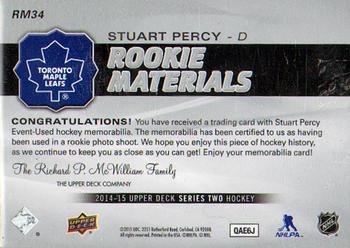 2014-15 Upper Deck - Rookie Materials #RM34 Stuart Percy Back