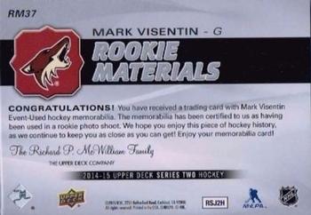 2014-15 Upper Deck - Rookie Materials #RM37 Mark Visentin Back