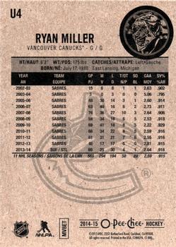 2014-15 Upper Deck - 2014-15 O-Pee-Chee Update #U4 Ryan Miller Back
