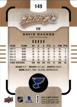 2015-16 Upper Deck MVP #149 David Backes Back