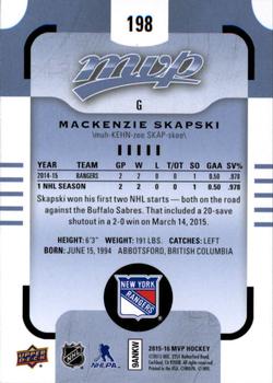 2015-16 Upper Deck MVP #198 Mackenzie Skapski Back