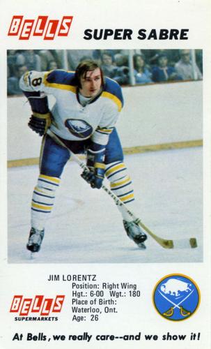 1973-74 Bells Supermarket Buffalo Sabres #4 Jim Lorentz Front
