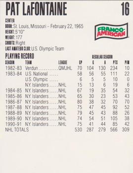 1991-92 Campbell's Buffalo Sabres #9 Pat LaFontaine Back