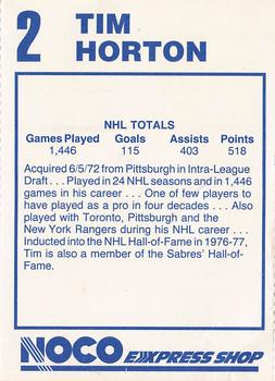 1993-94 NOCO Buffalo Sabres #NNO Tim Horton Back