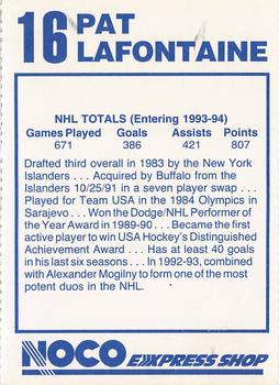 1993-94 NOCO Buffalo Sabres #NNO Pat LaFontaine Back