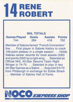 1993-94 NOCO Buffalo Sabres #NNO Rene Robert Back
