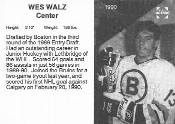 1990-91 Sports Action Boston Bruins #NNO Wes Walz Back