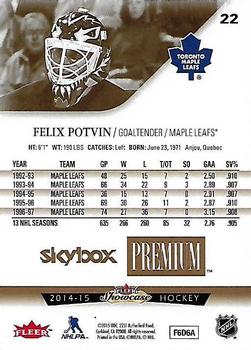 2014-15 Fleer Showcase - Skybox Premium #22 Felix Potvin Back