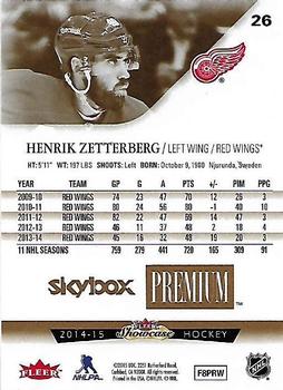 2014-15 Fleer Showcase - Skybox Premium #26 Henrik Zetterberg Back