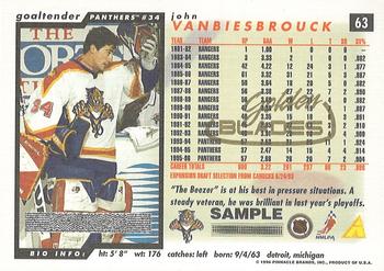 1996-97 Score - Golden Blades Samples #63 John Vanbiesbrouck Back