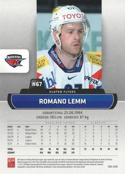 2011-12 PCAS Swiss National League #SNL-038 Romano Lemm Back