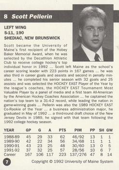 1992-93 Irving Maine Black Bears (NCAA) #7 Scott Pellerin Back