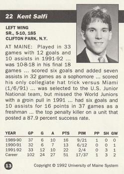 1992-93 Irving Maine Black Bears (NCAA) #13 Kent Salfi Back