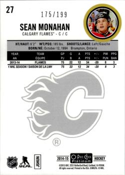 2014-15 O-Pee-Chee Platinum - White Ice #27 Sean Monahan Back