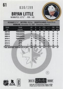 2014-15 O-Pee-Chee Platinum - White Ice #61 Bryan Little Back