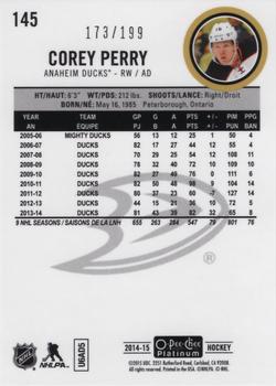 2014-15 O-Pee-Chee Platinum - White Ice #145 Corey Perry Back