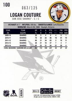 2014-15 O-Pee-Chee Platinum - Red Prism #100 Logan Couture Back