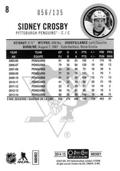2014-15 O-Pee-Chee Platinum - Red Prism #8 Sidney Crosby Back