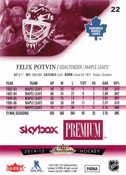 2014-15 Fleer Showcase - SkyBox Premium Sparkling Diamond #22 Felix Potvin Back