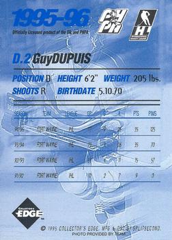 1995-96 Edge Ice Fort Wayne Komets (IHL) #NNO Guy Dupuis Back