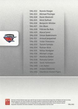 2011-12 PCAS Swiss National League - Promotion Cards #SNL-042 Checkliste Kloten Flyers Back
