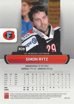 2011-12 PCAS Swiss National League - Promotion Cards #SNL-149 Simon Rytz Back