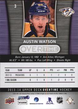 2013-14 Upper Deck Overtime #3 Austin Watson Back