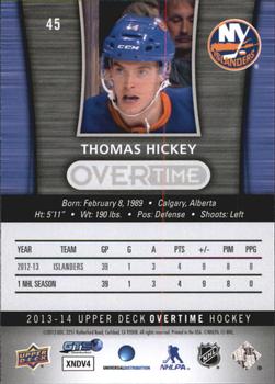 2013-14 Upper Deck Overtime #45 Thomas Hickey Back