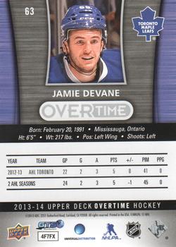 2013-14 Upper Deck Overtime #63 Jamie Devane Back
