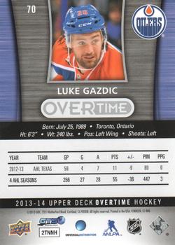 2013-14 Upper Deck Overtime #70 Luke Gazdic Back