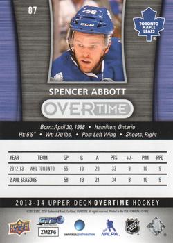 2013-14 Upper Deck Overtime #87 Spencer Abbott Back