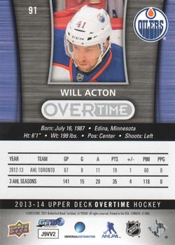 2013-14 Upper Deck Overtime #91 Will Acton Back